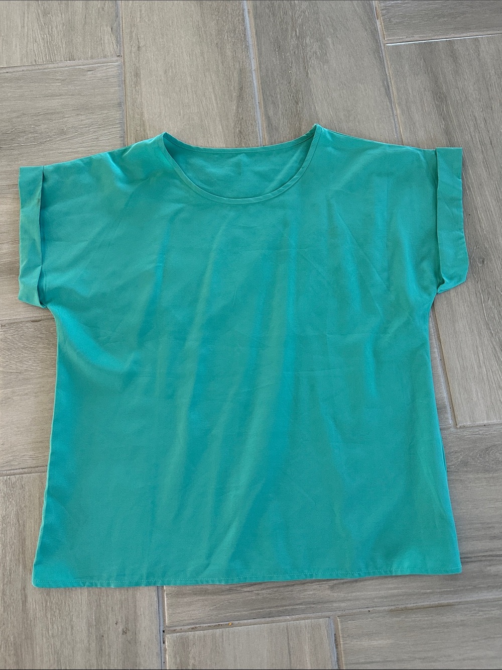 Teal Green light weight comfortable Women's Short Sleeve Blouse